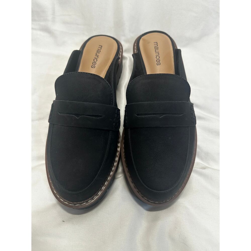 Maurices Black Mule Loafer Slip-On Shoes Women’s Size 7 Lug Sole